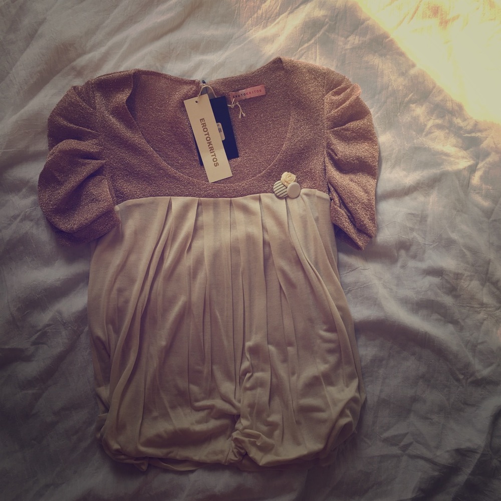 Erotokritos shimmery puff sleeve blouse